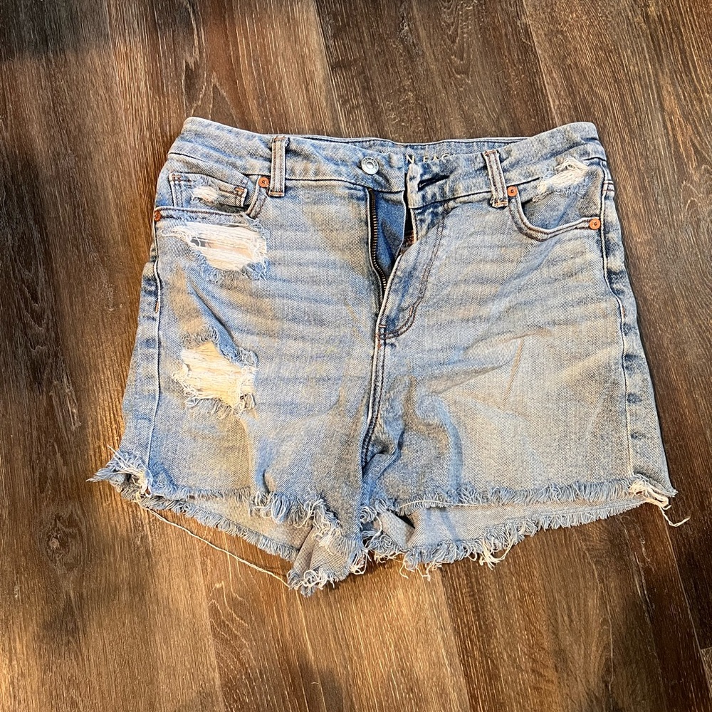 American Eagle Outfitters Blue Jean Shorts Distressed High-Waisted